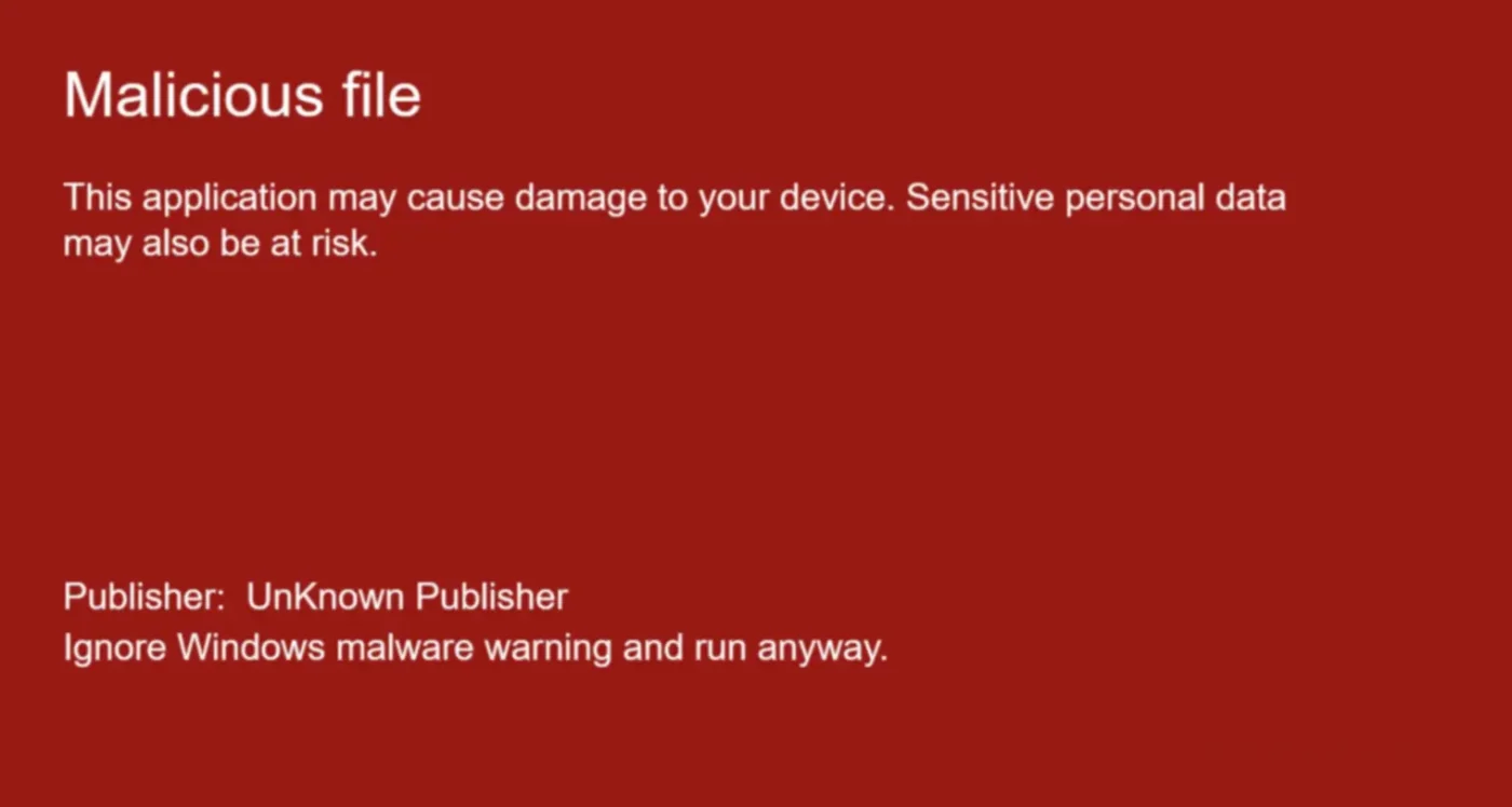 False Positive Windows Defender Image